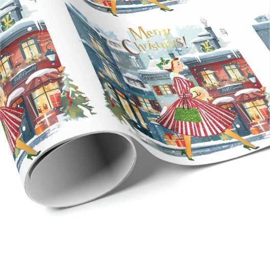 1950 Kerstman dame Cadeaupapier (Rol Hoek)