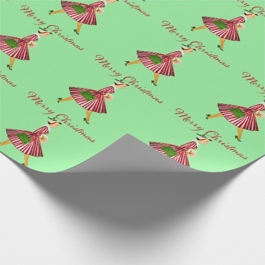 1950 Kerstman  dame Cadeaupapier (Hoek)