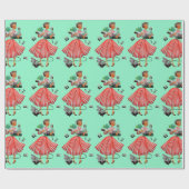 1950 Kerstman  dame Cadeaupapier (Vlak)
