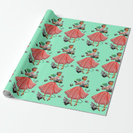 1950 Kerstman  dame Cadeaupapier
