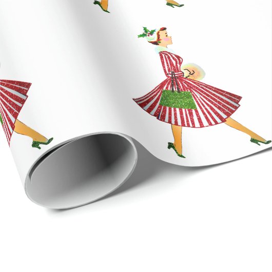 1950 Kerstman  dame Cadeaupapier (Rol Hoek)