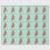 1950 Kerstman dame Cadeaupapier (Vlak)