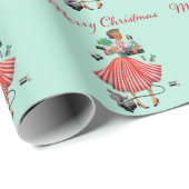 1950 Kerstman dame Cadeaupapier (Rol Hoek)