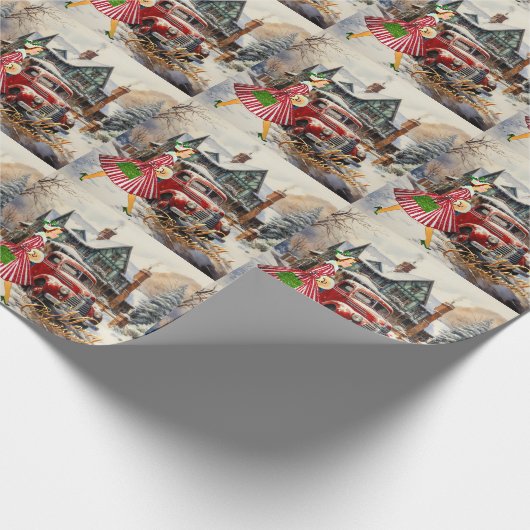 1950 Kerstman  dame Cadeaupapier (Hoek)