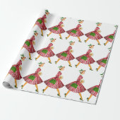 1950 Kerstman  dame Cadeaupapier (Uitgerold)