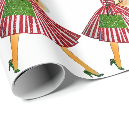 1950 Kerstman  dame Cadeaupapier (Rol Hoek)