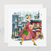 1950 Kerstman  dame Feestdagenkaart (Voorkant / Achterkant)