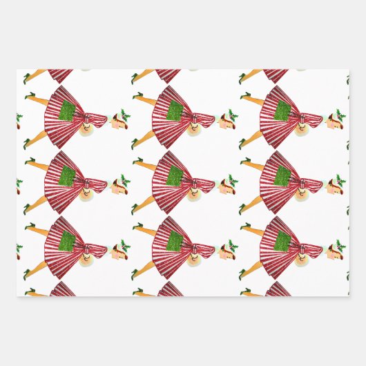 1950 Kerstman  dame Inpakpapier Vel (Voorkant)