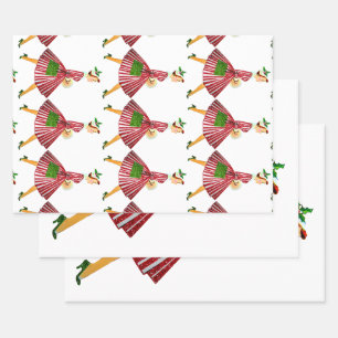 1950 Kerstman  dame Inpakpapier Vel