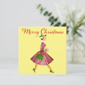 1950 Kerstman  dame Kaart (Staand voorkant)