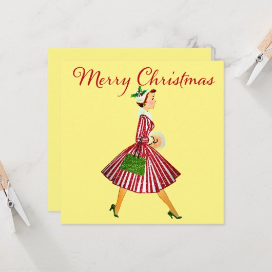 1950 Kerstman  dame Kaart (Voorkant / Achterkant in situ)