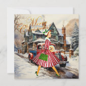 1950 Kerstman  dame Kaart (Voorkant)