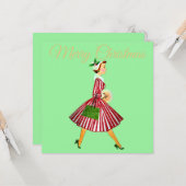 1950 Kerstman  dame Kaart (Voorkant / Achterkant in situ)