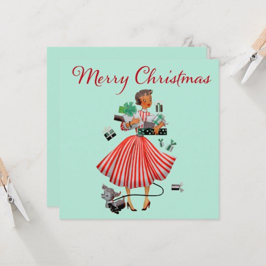 1950 Kerstman  dame Kaart (Voorkant / Achterkant in situ)