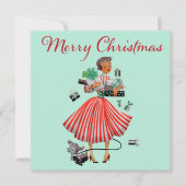 1950 Kerstman  dame Kaart (Voorkant)