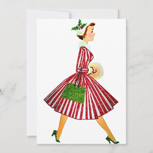 1950 Kerstman dame Kaart (Voorkant)