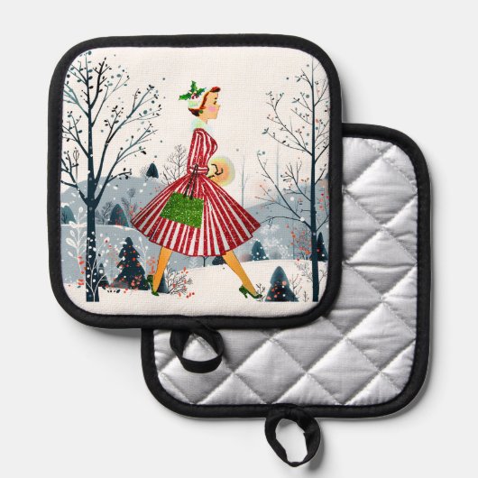 1950 Kerstman  dame Pannenlap (Voorkant / Achterkant)