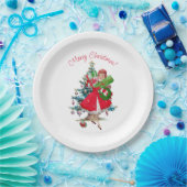 1950 Kerstman dame Papieren Bordje (Feest)