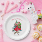 1950 Kerstman dame Papieren Bordje (Feest)