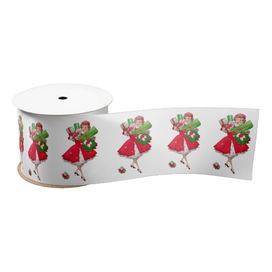 1950 Kerstman  dame Satijnen Lint (Spoel)