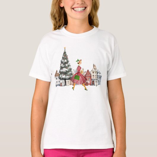 1950 Kerstman dame T-shirt (Voorkant)