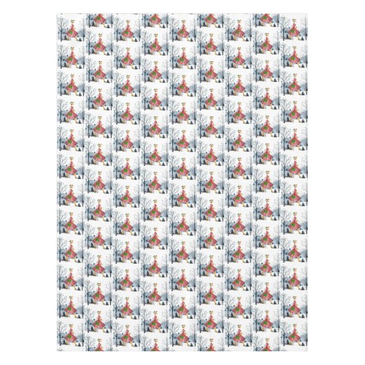 1950 Kerstman dame Tafelkleed (Voorkant)