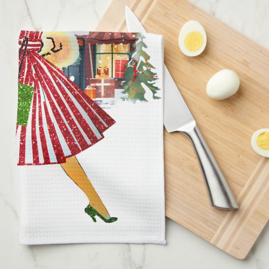 1950 Kerstman  dame Theedoek (Quarter Fold)