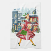 1950 Kerstman  dame Theedoek (Verticaal)