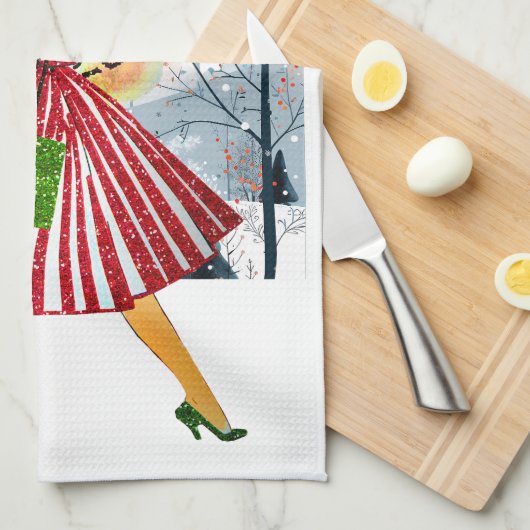 1950 Kerstman  dame Theedoek (Quarter Fold)