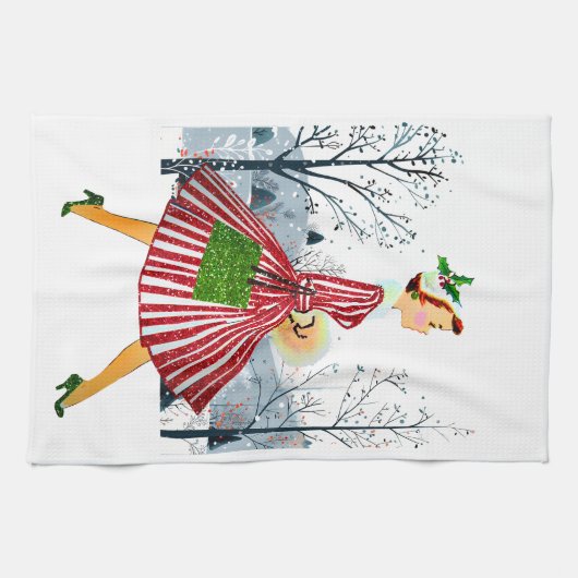 1950 Kerstman  dame Theedoek (Horizontaal)