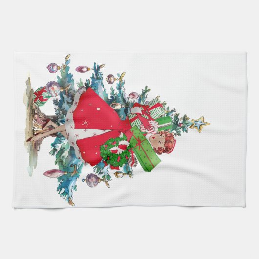 1950 Kerstman dame Theedoek (Horizontaal)