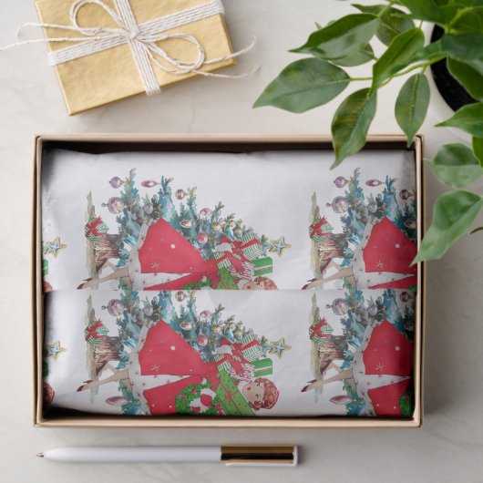 1950 Kerstman  dame Tissuepapier (Geschenk)