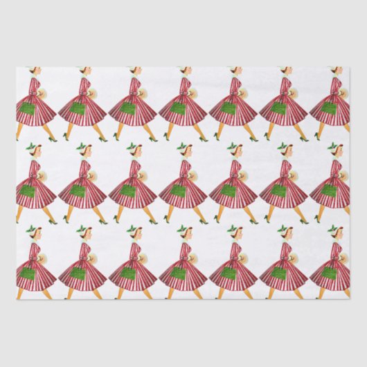 1950 Kerstman  dame Tissuepapier (Voorkant)