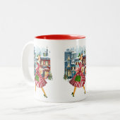 1950 Kerstman dame Tweekleurige Koffiemok (Voorkant links)