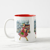 1950 Kerstman dame Tweekleurige Koffiemok (Links)