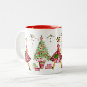 1950 Kerstman dame Tweekleurige Koffiemok (Voorkant links)