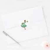 1950 Kerstman dame Vierkante Sticker (Envelop)