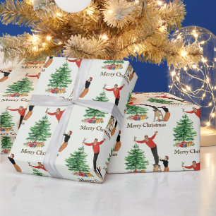 1950 Kerstman met Vintage Koppel Cadeaupapier