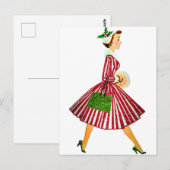 1950 Kerstmis Vintage Dame Briefkaart (Voorkant / Achterkant)