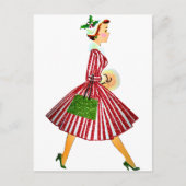1950 Kerstmis Vintage Dame Briefkaart (Voorkant)