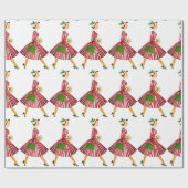 1950 Kerstmis Vintage Dame Cadeaupapier (Vlak)
