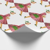 1950 Kerstmis Vintage Dame Cadeaupapier (Hoek)