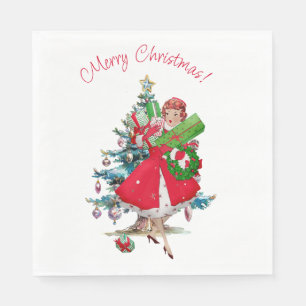 1950 Kerstmis Vintage Dame  Servet