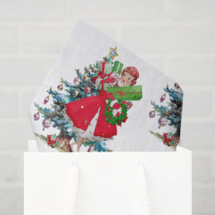 1950 Kerstmis Vintage Dame Tissuepapier