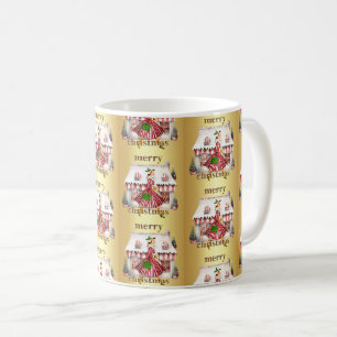 1950 Kerstmis Vintage Dame Winkelen Koffiemok