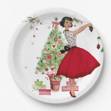 1950 Kerstmisvrouw met Kerstboom