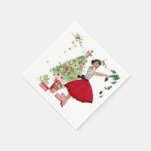 1950 Kerstmisvrouw met Kerstboom Servet (Hoek)