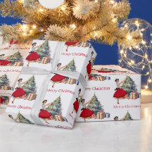 1950 Kerstvrouw met kerstboom