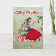 1950 Kerstvrouw met Kerstboom
