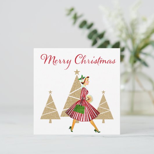 1950  kerstwinkels feestdagenkaart (Staand voorkant)